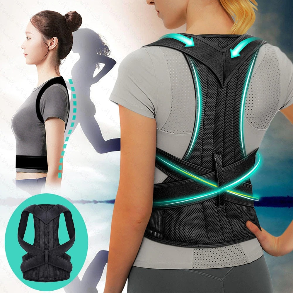Reinforced Belt Lumbar Column Posture Corrector Vest  Adjustable Back Support Strap Shoulder Spine Brace Neck Stretcher Trainer
