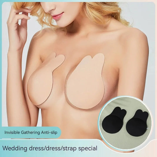 Rabbit Nipple Cover Bra Pads Women Push Up Bras Self Adhesive Silicone Strapless Invisible Bra Reusable Sticky Breast Lift Tape